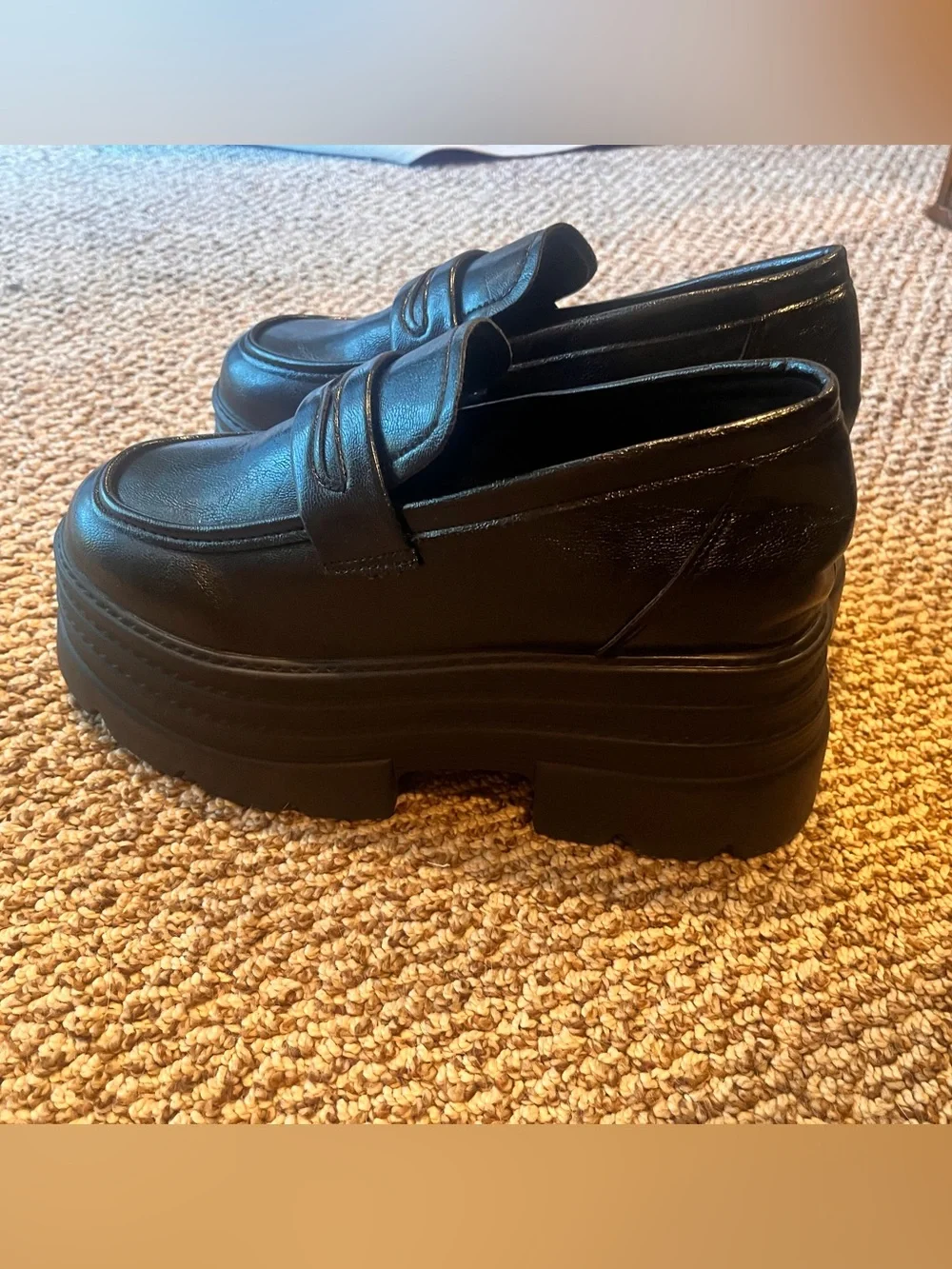 NWB🎉 Romwe Black Platform Matte Loafers Y2K